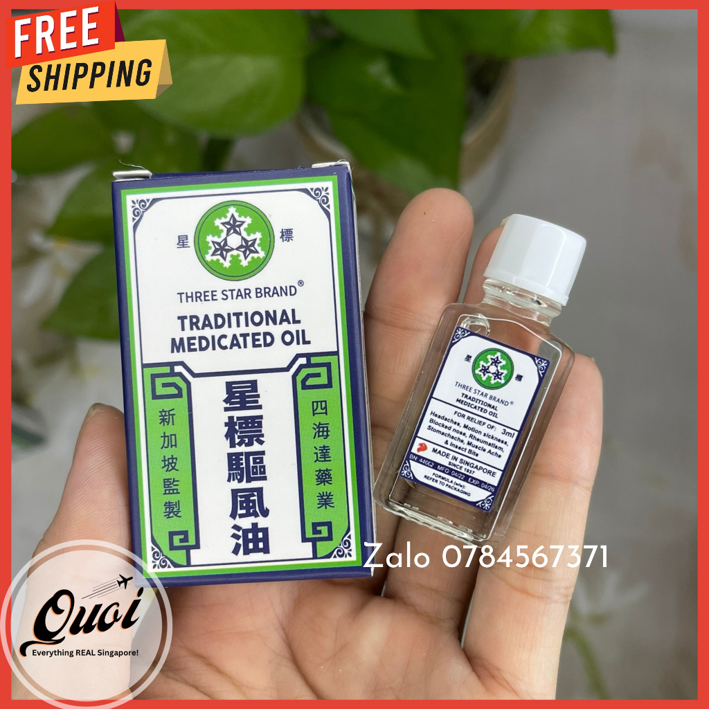 Dầu gió trắng Three Star - Dầu gió Ba Sao/ 3 sao/ chai mini 3ml/12ml/14ml/chai lăn 5ml