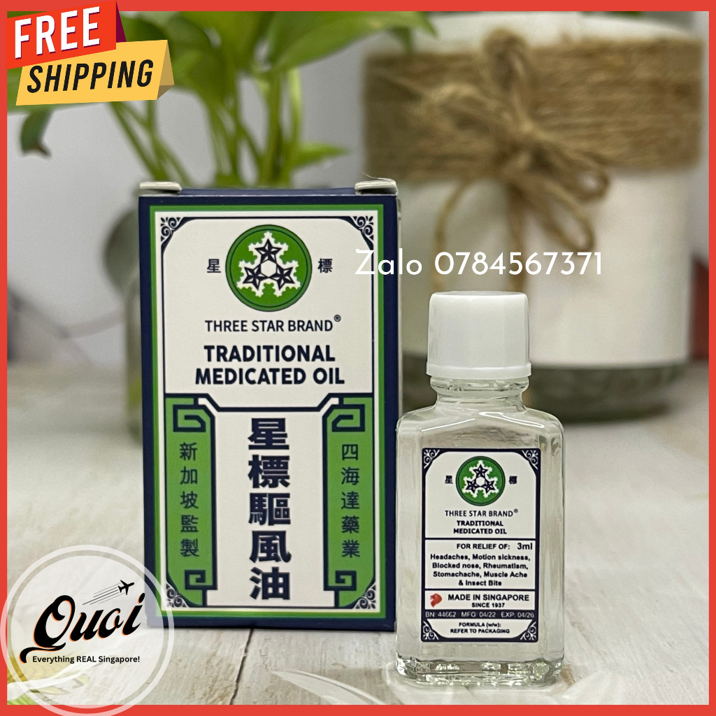 Dầu gió trắng Three Star - Dầu gió Ba Sao/ 3 sao/ chai mini 3ml/12ml/14ml/chai lăn 5ml