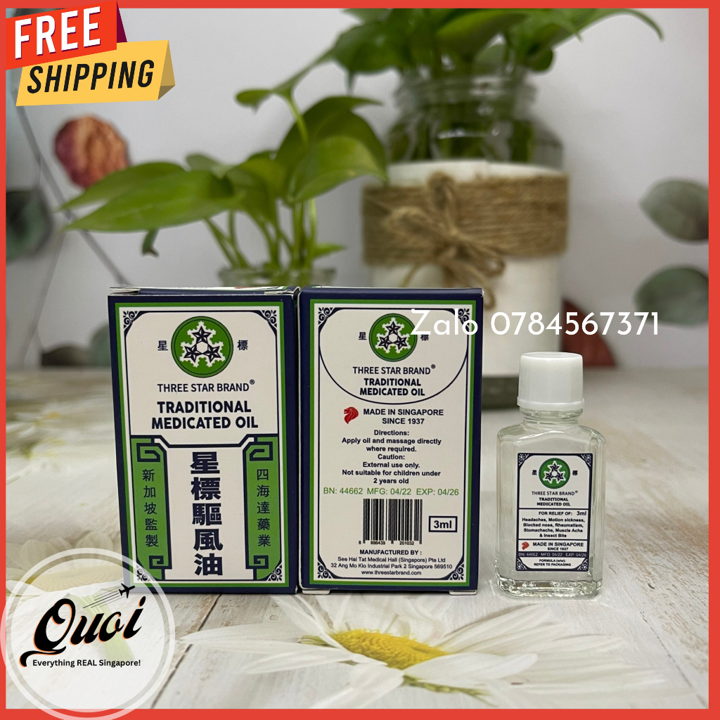 Dầu gió trắng Three Star - Dầu gió Ba Sao/ 3 sao/ chai mini 3ml/12ml/14ml/chai lăn 5ml