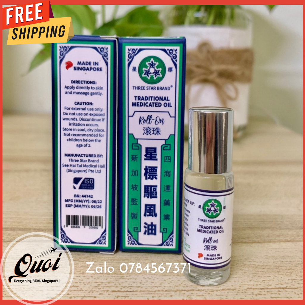 Dầu gió trắng Three Star - Dầu gió Ba Sao/ 3 sao/ chai mini 3ml/12ml/14ml/chai lăn 5ml
