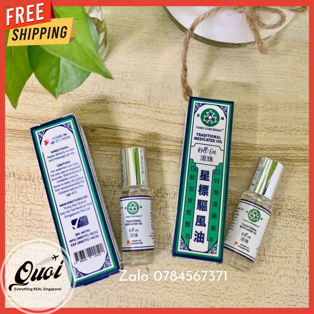 Dầu gió trắng Three Star - Dầu gió Ba Sao/ 3 sao/ chai mini 3ml/12ml/14ml/chai lăn 5ml