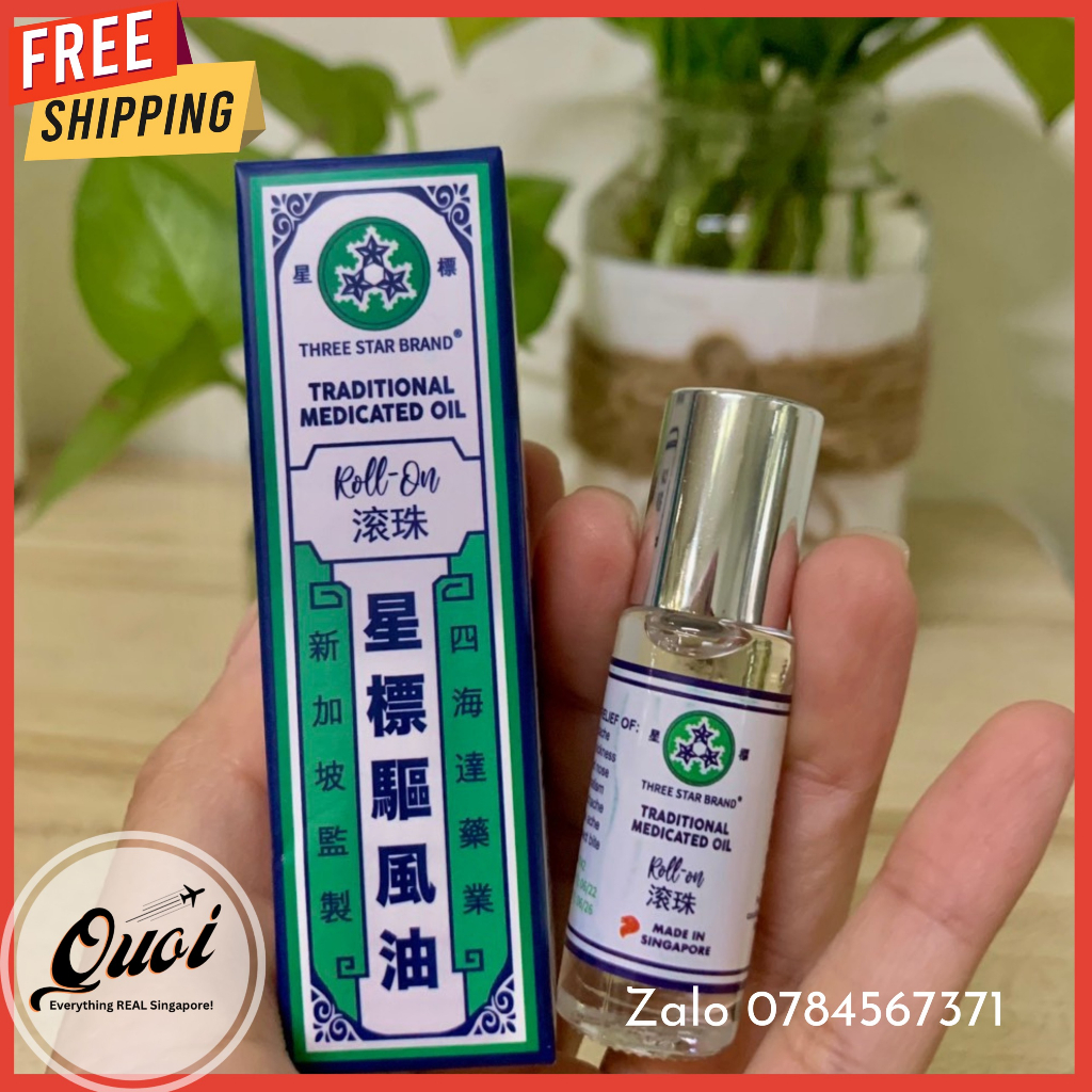 Dầu gió trắng Three Star - Dầu gió Ba Sao/ 3 sao/ chai mini 3ml/12ml/14ml/chai lăn 5ml