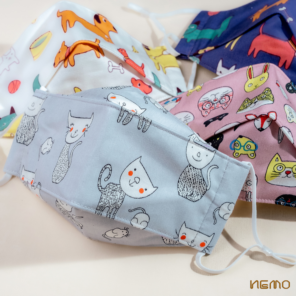 KHẨU TRANG 4D CAO CẤP, NHIỀU HỌA TIẾT XINH XẮN, LÓT LINEN THÂN THIỆN MÔI TRƯỜNG - NEMO KTGED
