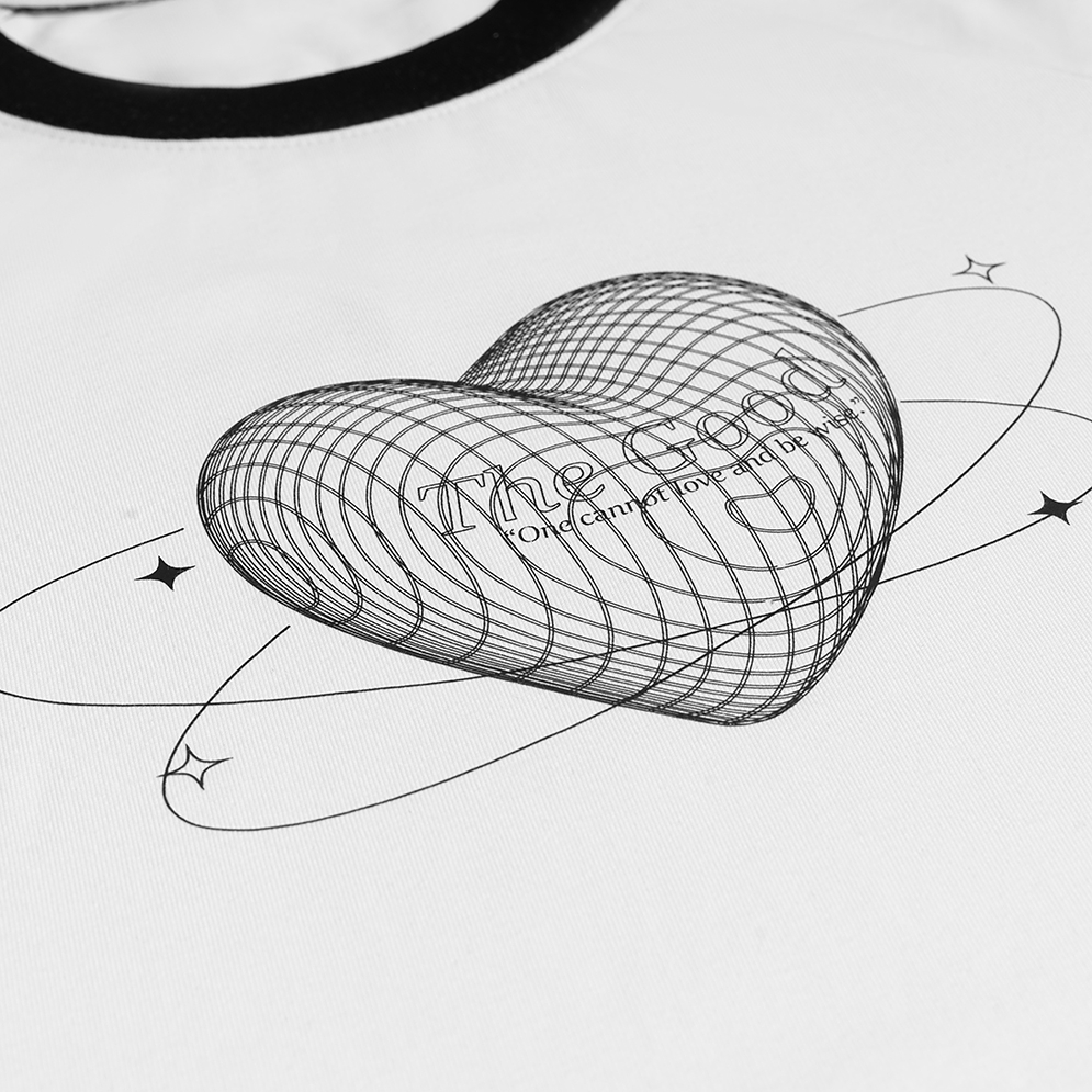 Áo Thun Baby Tee "Lovely" THE GOOD Form Fit, Áo Phông In Hình Họa Tiết Trái Tim 3D 2 Màu Trắng Đen Basic