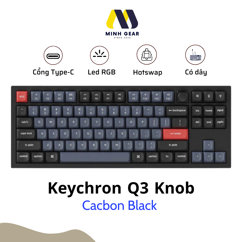 Bàn Phím Cơ Keychron Q3 - Bàn phím cơ custom QMK TKL 80%