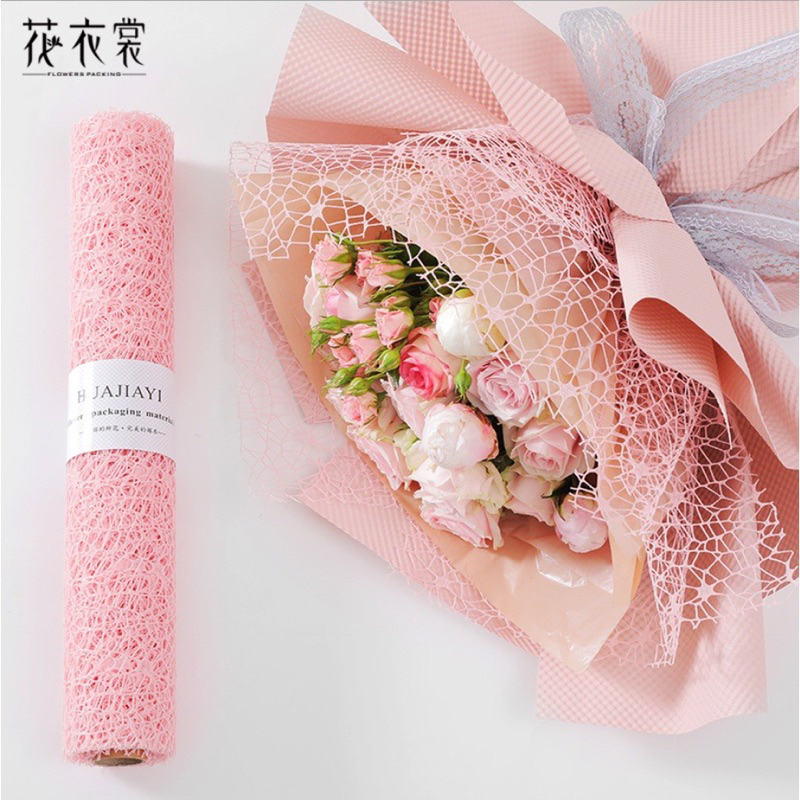 Cuộn lưới ren nhện, lưới sợi bó hoa tươi, hoa sáp, trang trí ( 4.5mét )