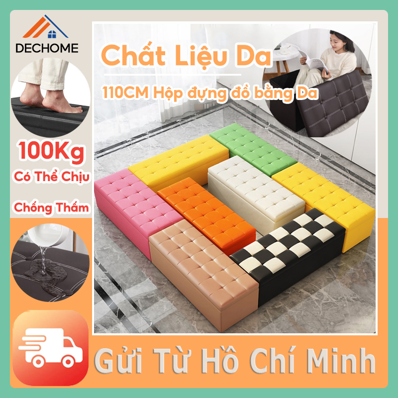 DECHOME 110CM Hộp đựng đồ làm ghế ngồi Thùng đựng đồ kiêm ghế ngồi Ghế đựng đồ đa năng dung tích lớn.H Z M