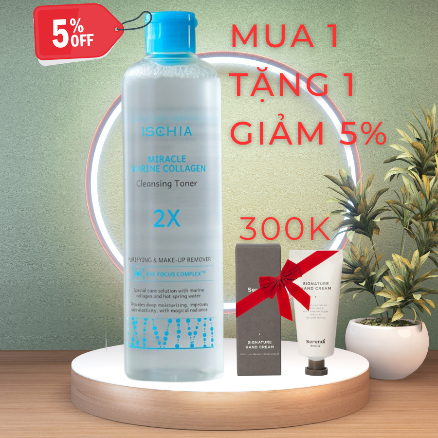 NƯỚC TẨY TRANG ISCHIA MIRACLE MARINE COLLAGEN CLEANSING TONER HÀNG CHÍNH HÃNG TẶNG 1 KEM DƯỠNG ẨM TAY SERENDI BEUATY