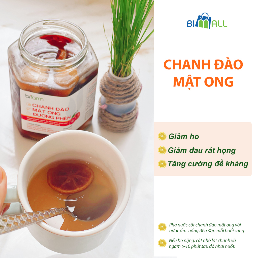 Chanh đào mật ong đường phèn giảm ho rát họng  BIFARM