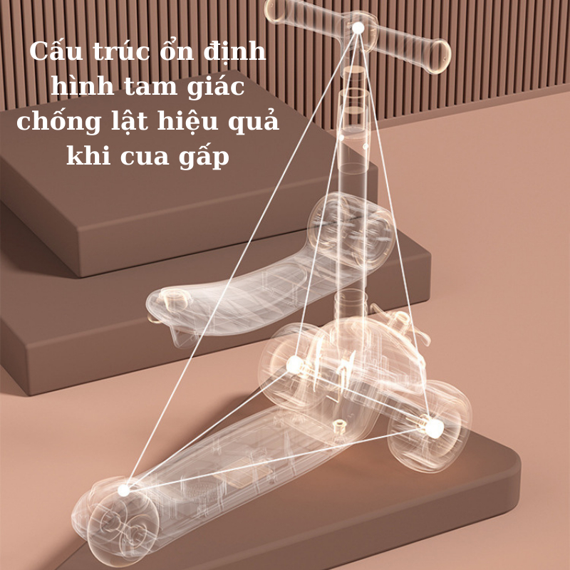 Xe trượt scooter cho bé có ghế ngồi Bánh xe phát sáng và Có nhạc tải trọng 90 kg, Xe chòi chân phát nhạc  Babychic