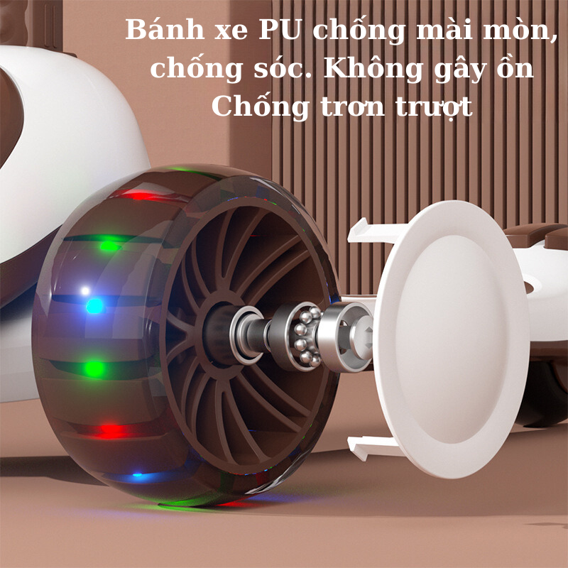 Xe trượt scooter cho bé có ghế ngồi Bánh xe phát sáng và Có nhạc tải trọng 90 kg, Xe chòi chân phát nhạc  Babychic