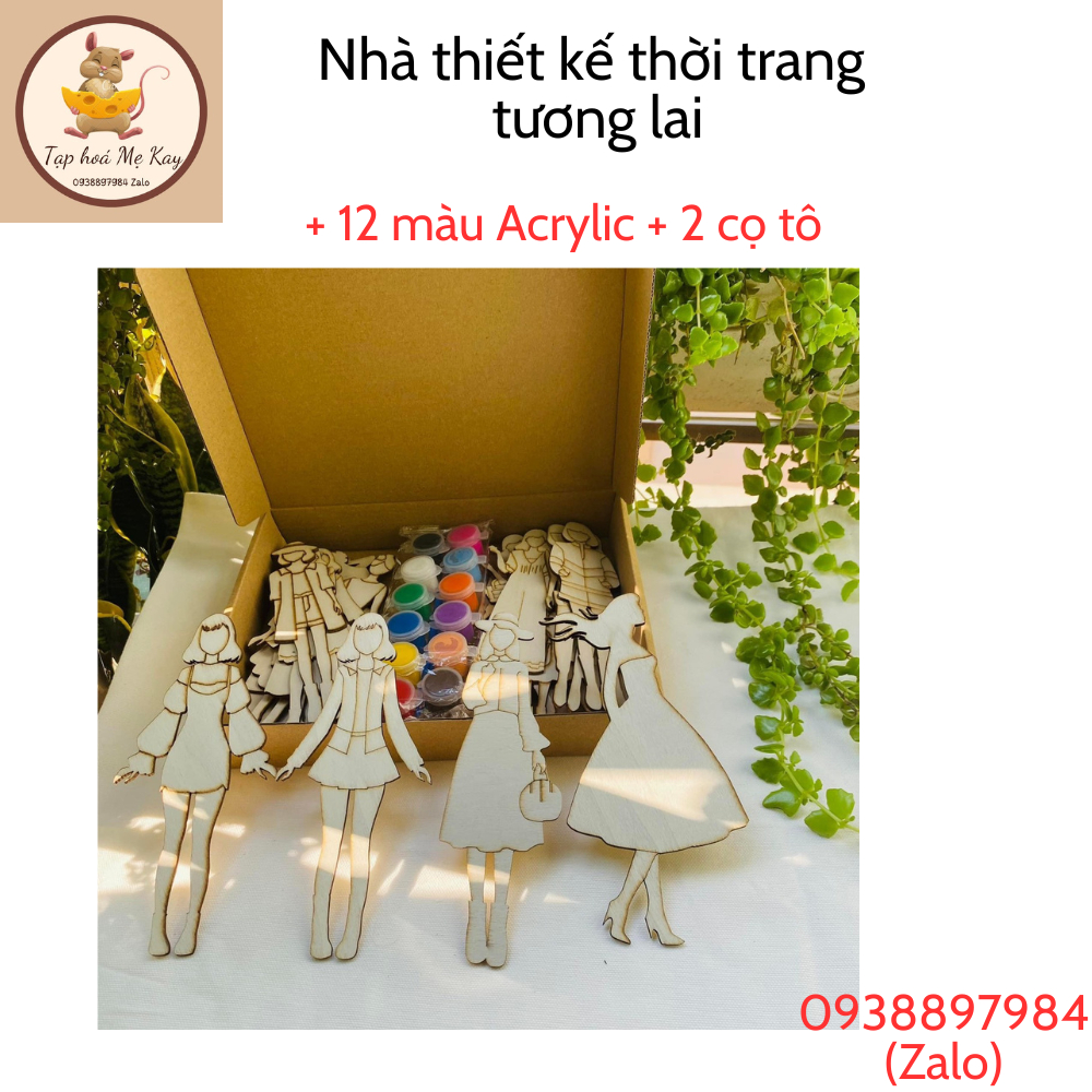 Set tô màu 20 bupbe gỗ + tặng kèm 12 màu cho mẹ và bé cùng sáng tạo thiết kế những bộ thời trang sành điệu