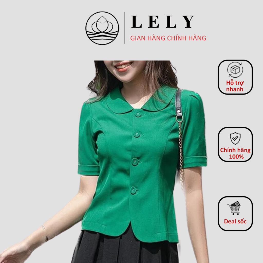 Áo sơ mi peplum nữ cổ sen A1358 mix chân váy xòe dài xếp ly dài LELY Fashion CV132