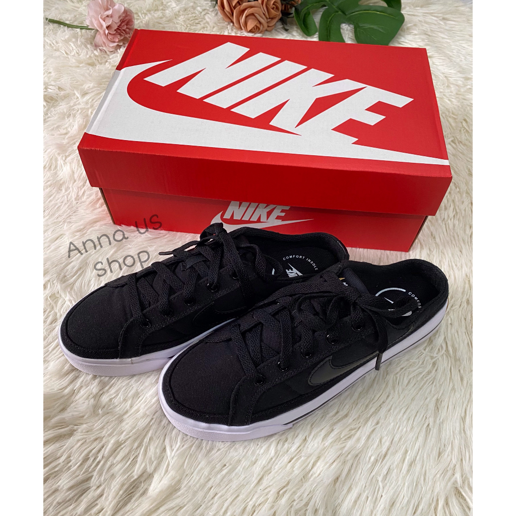 Giày Mules Nữ Nike Court Legacy Màu Đen Đế Trắng Hàng Mỹ