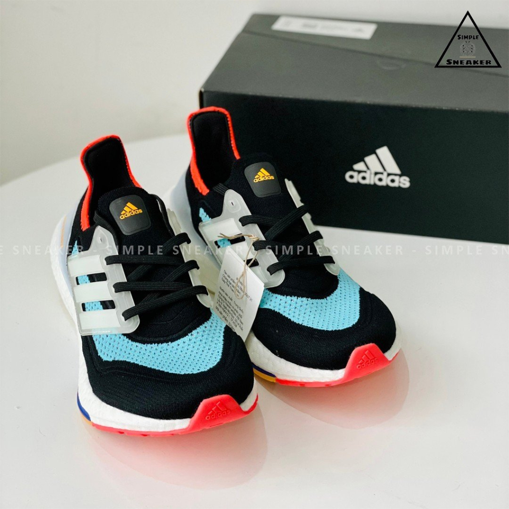 Giày Ultraboost 21 🔴Hàng Chính Hãng🔴 Giày Sneaker Adidas Ultra Boost 21 Black Pulse Aqua Thể Thao Chạy Bộ