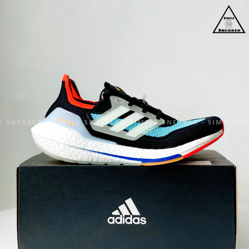 Giày Ultraboost 21 🔴Hàng Chính Hãng🔴 Giày Sneaker Adidas Ultra Boost 21 Black Pulse Aqua Thể Thao Chạy Bộ