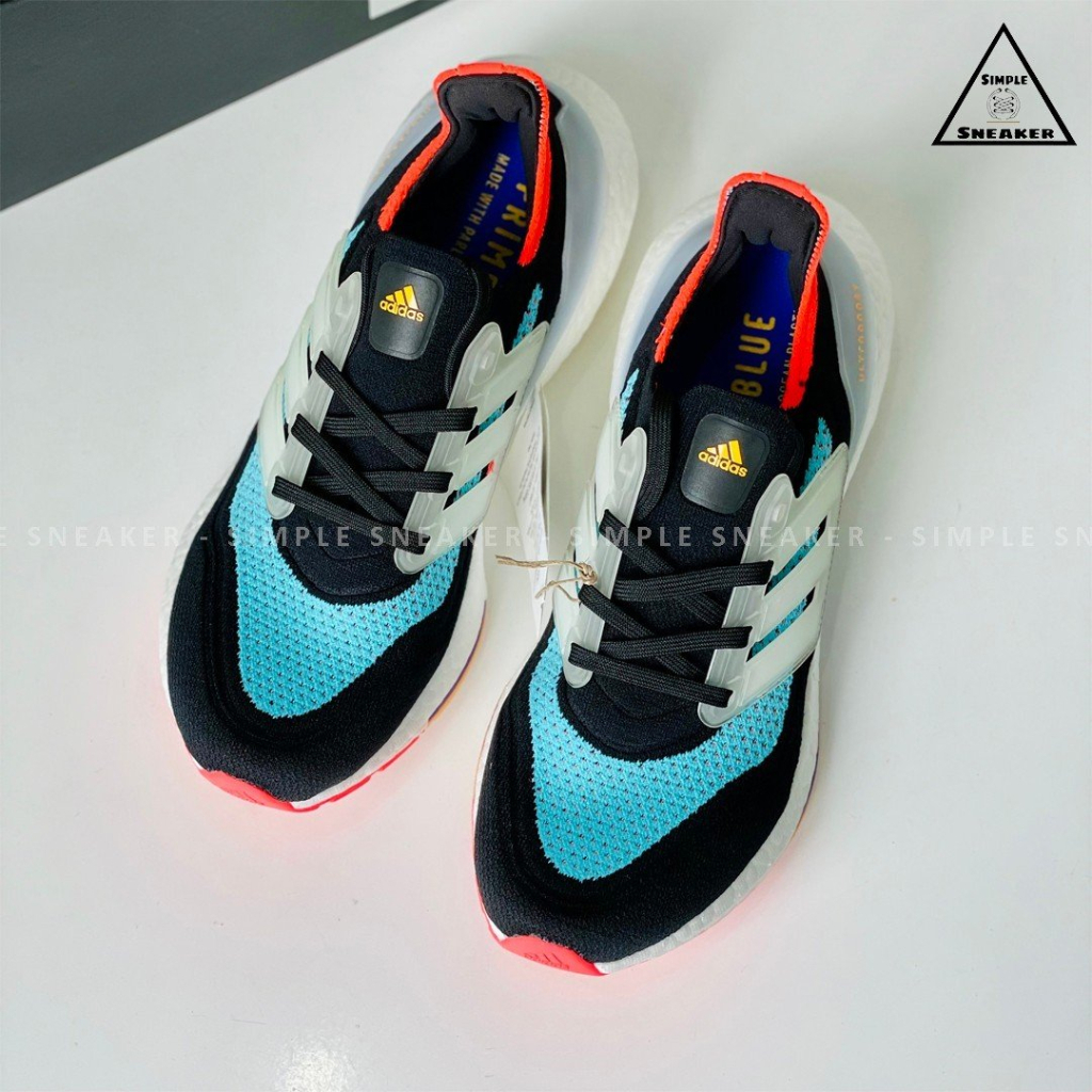 Giày Ultraboost 21 🔴Hàng Chính Hãng🔴 Giày Sneaker Adidas Ultra Boost 21 Black Pulse Aqua Thể Thao Chạy Bộ