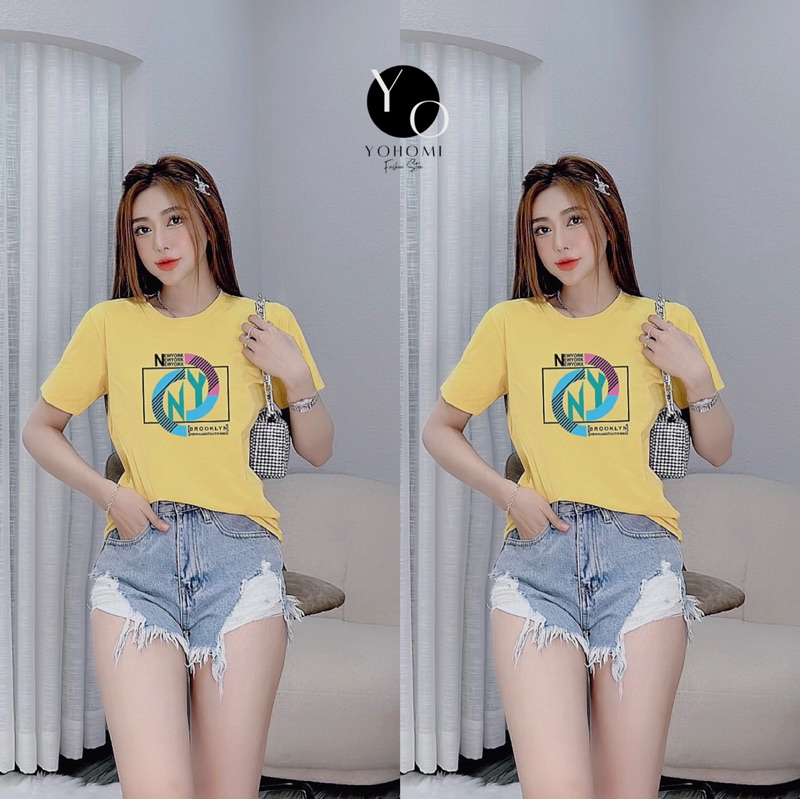 Áo thun thái 2806 nữ from vừa cổ tròn nhiều màu in bao đẹp YOHOMI mã NY