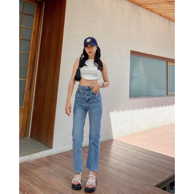 Quần Irene Jeans Ống Đứng Co Dãn