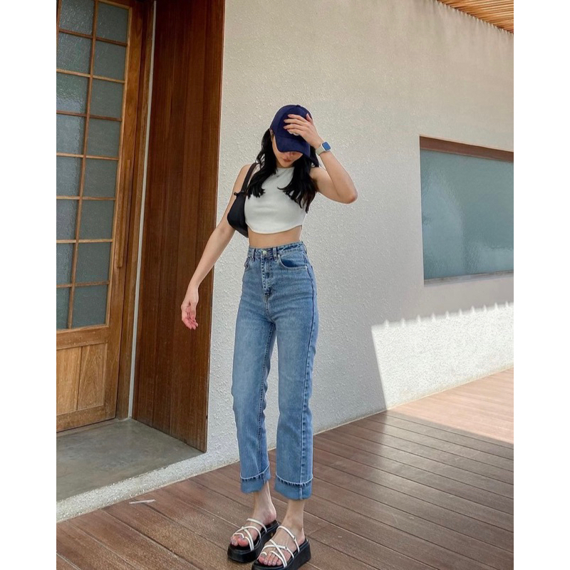 Quần Irene Jeans Ống Đứng Co Dãn