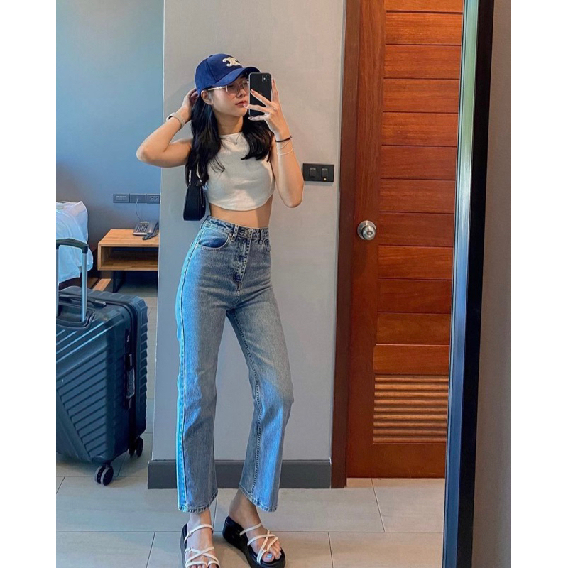 Quần Irene Jeans Ống Đứng Co Dãn