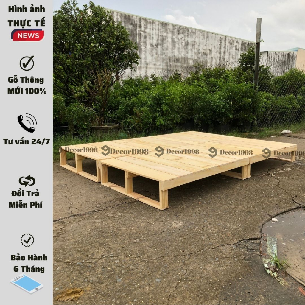 GIƯỜNG NGỦ PALLET CAO 15CM,20CM , PALLET LẮP RÁP, GIƯỜNG NGỦ GẤP GỌN,GỖ MỚI 100%(FREESHIP HCM)