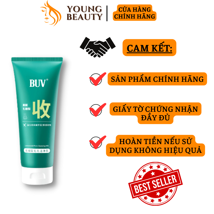 Gel rửa mặt 3 trong 1 BUV - Sữa rửa mặt trắng da, mờ thâm mụn, se khít lỗ chân lông, giúp da căng mịn - YOUNG BEAUTY