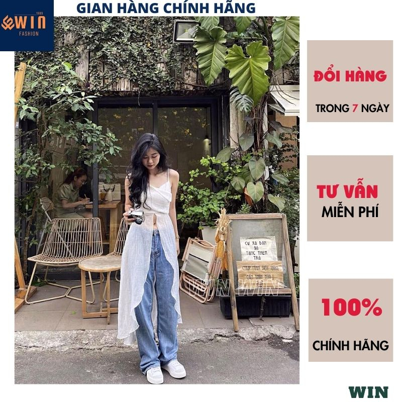 Áo 2 dây dáng dài xẻ tà vạt tôm cách điệu phối đồ cực chất, Áo rose top thiết kế 2 màu cá tính thời trang năng động WIN