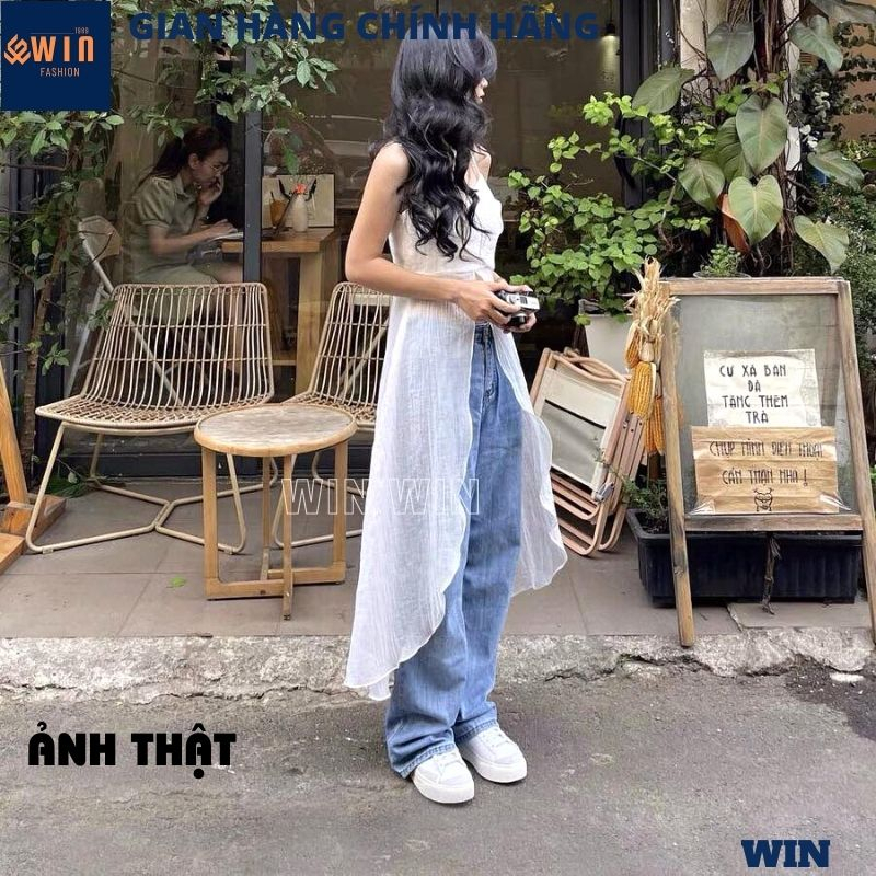 Áo 2 dây dáng dài xẻ tà vạt tôm cách điệu phối đồ cực chất, Áo rose top thiết kế 2 màu cá tính thời trang năng động WIN