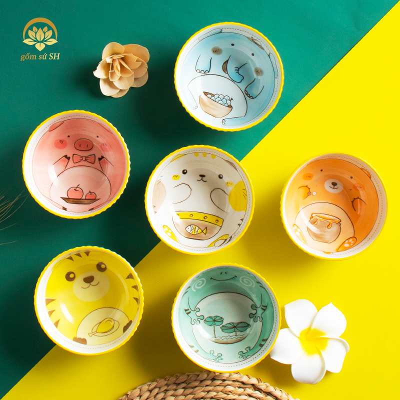 Chén bát sứ ăn cơm gia đình họa tiết động vật dễ thương  siêu đáng yêu - Gốm sứ SH