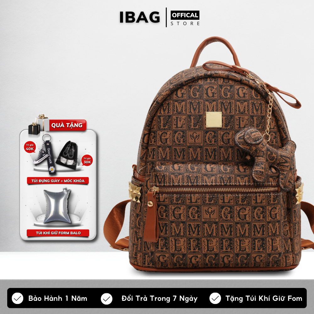 Balo da thời trang ulzzang nam nữ balo lv da PU cao cấp chống nước cặp mcm đi học đi chơi balo đựng laptop 14 inh- 𝑰𝑩𝑨𝑮