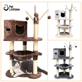Nhà cây cattree đồ chơi cho mèo 4 tầng kết hợp bàn cào móng và trụ cào móng có võng CT00061