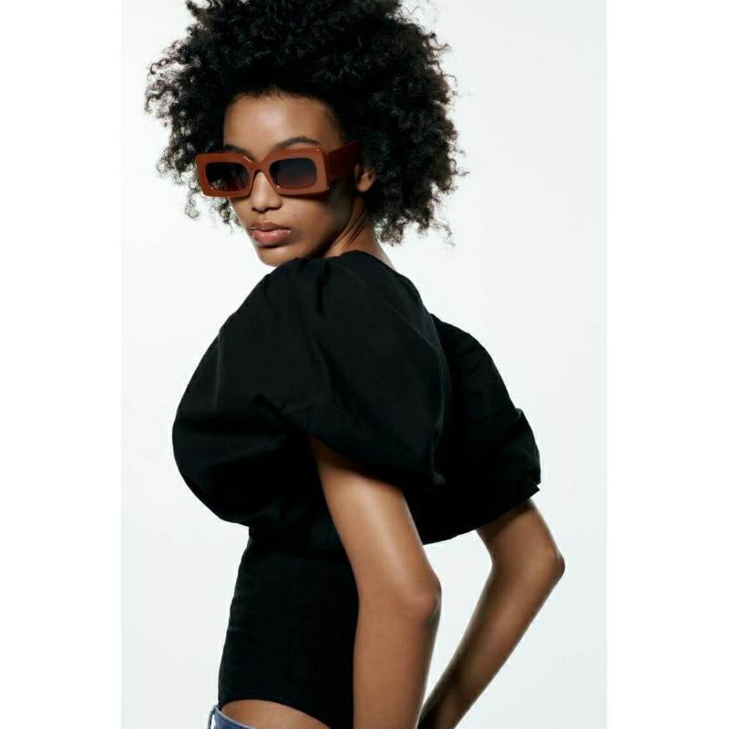 ZARA AUTHENTIC  Body suit tay phồng Zara màu đen size S