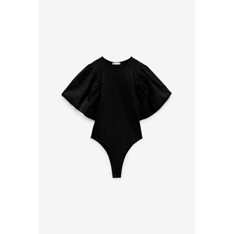 ZARA AUTHENTIC  Body suit tay phồng Zara màu đen size S