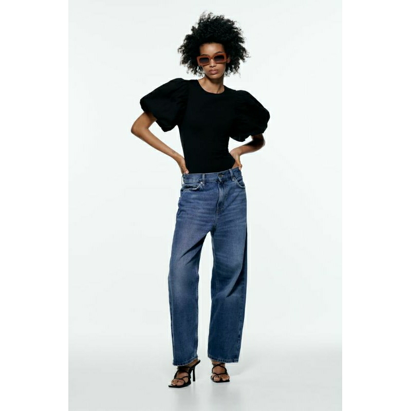 ZARA AUTHENTIC  Body suit tay phồng Zara màu đen size S