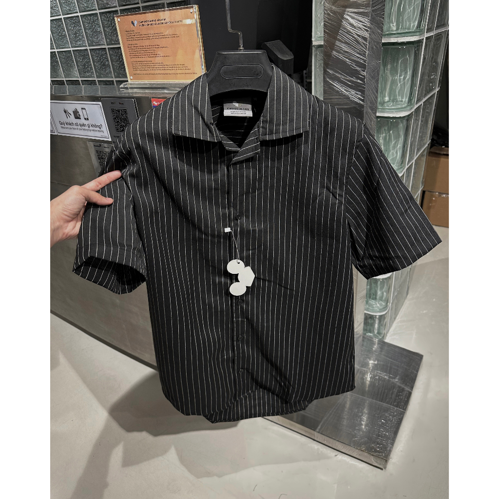 ÁO SƠ MI sọc tay ngắn CLASSIC STRIPE CHUỘT TRẮNG
