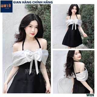 Đầm Tafta Cổ Yếm Trễ Vai Dự Tiệc Siêu Xinh, Váy Công Chúa Bản Nơ To Trước Ngực Bèo Rớt Vai Phong Cách Sang Chảnh - WIN