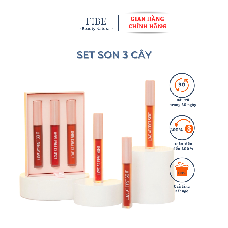 Set son kem lì RIORI , son kem hộp 3 màu trendy