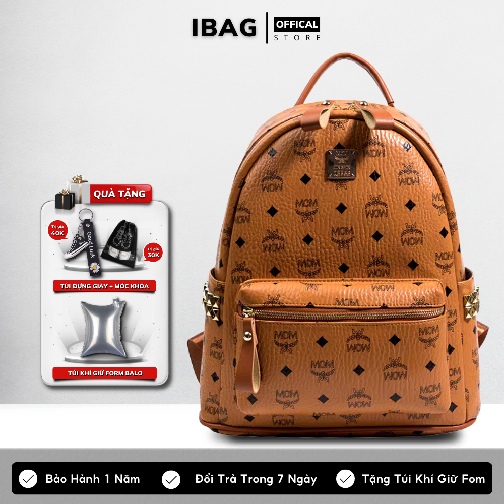 Balo da MOM thời trang nam nữ balo da PU cao cấp chống nước cặp đi học đi chơi ulzzang balo đựng laptop 14 inh - 𝑰𝑩𝑨𝑮