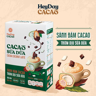 Bột Cacao Sữa Dừa - Hộp Giấy 12 Gói Tiện Lợi 20g - Bột cacao sữa dừa tự nhiên, thuần chay - Heyday
