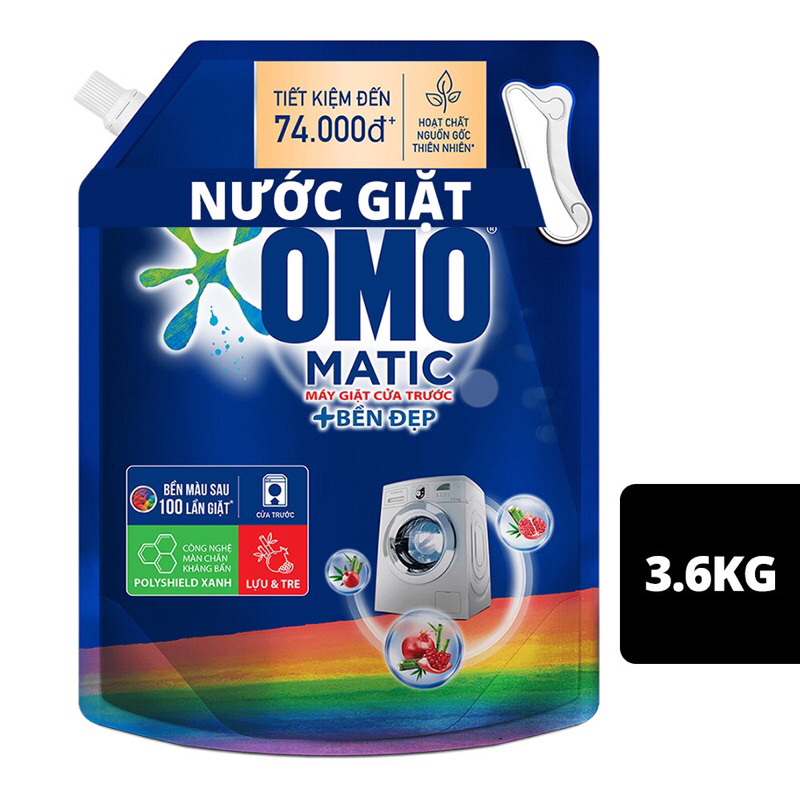 Nước giặt OMO Matic Bền Đẹp cho máy giặt cửa trước 3,6kg Hương lựu tre