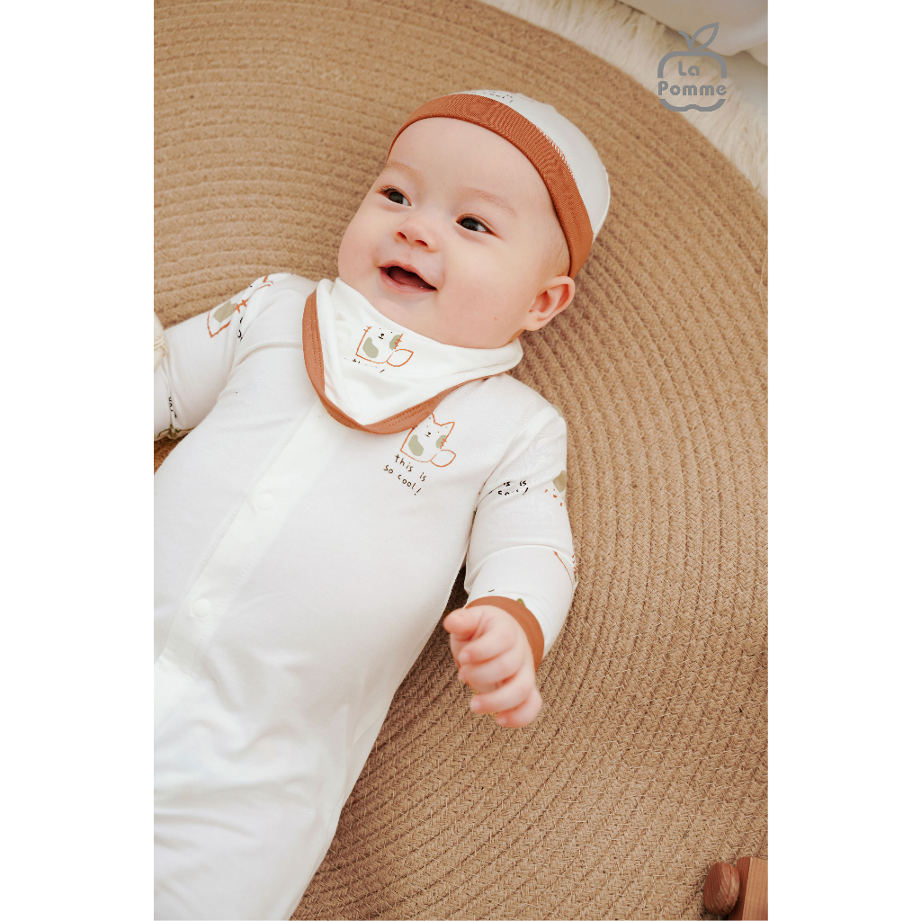 Bộ dài tay La Pomme cúc giữa lovely baby - Nâu