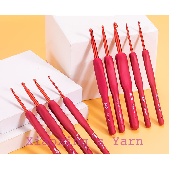 Kim móc đỏ cán dẻo bằng thép không gỉ êm tay 2-6mm tlip đỏ | Xiaoxing's Yarn