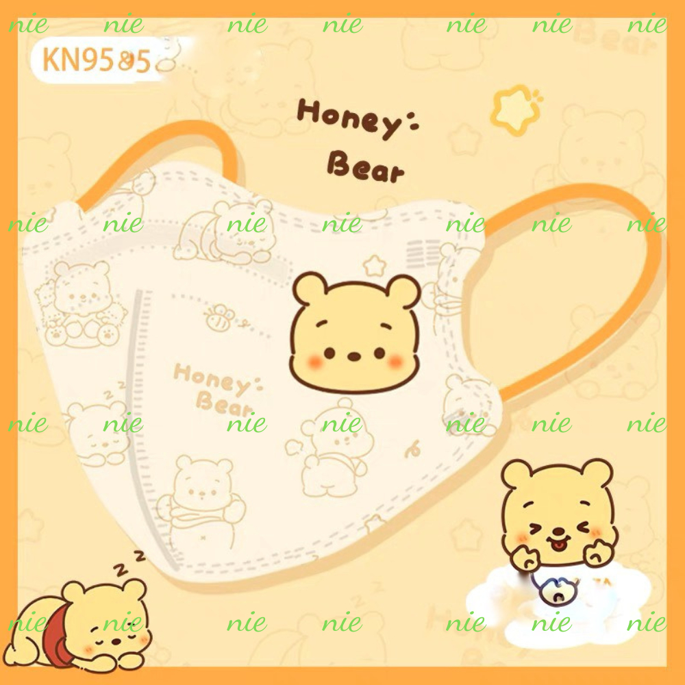 KHẨU TRANG KN95 5D TÔNG MÀU VÀNG HỌA TIẾT NGỘ NGHĨNH - NIESTORE