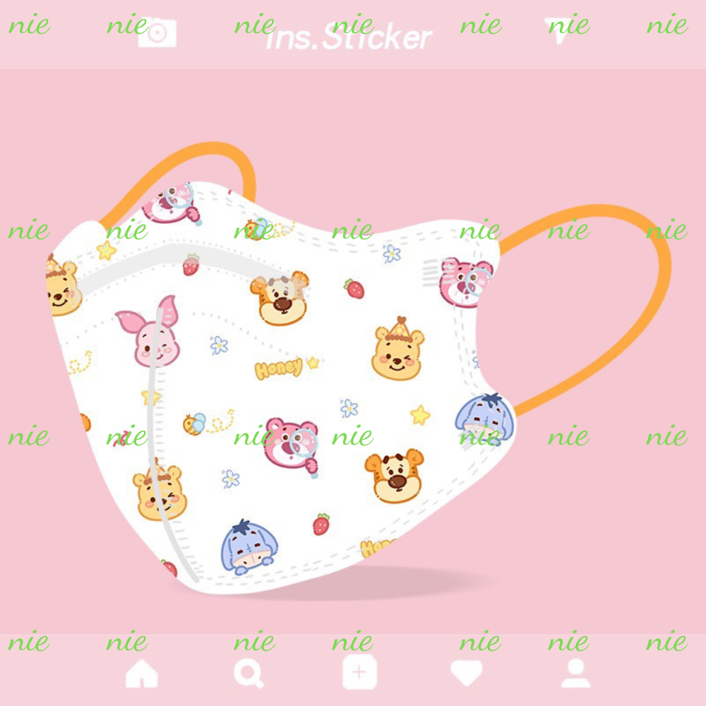 KHẨU TRANG KN95 5D TÔNG MÀU VÀNG HỌA TIẾT NGỘ NGHĨNH - NIESTORE