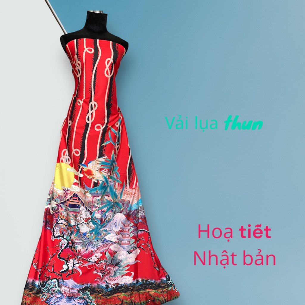 Vải luạ thun hoa chân may đầm váy áo dài MS4419