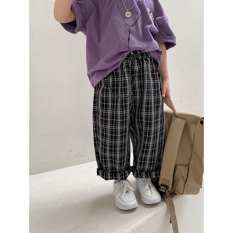 Quần Thô Kẻ Đen Ambb Cho Bé