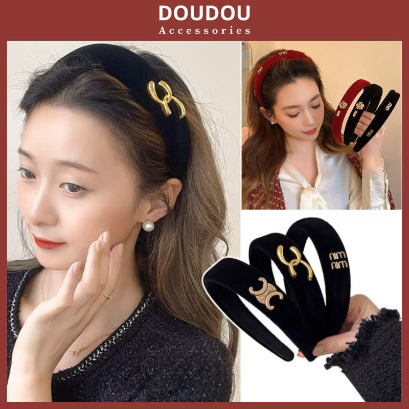 Băng đô tóc Doudou Bờm cài tóc nữ Bạch Lộc thiết kế chất liệu nhung cao cấp phong cách Hàn Quốc cổ điển thời trang FG027