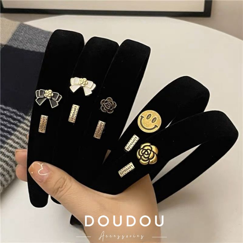 Băng đô tóc Doudou Bờm cài tóc nữ hàng thiết kế chất liệu nhung cao cấp phong cách Hàn Quốc cổ điển thời trang FG012