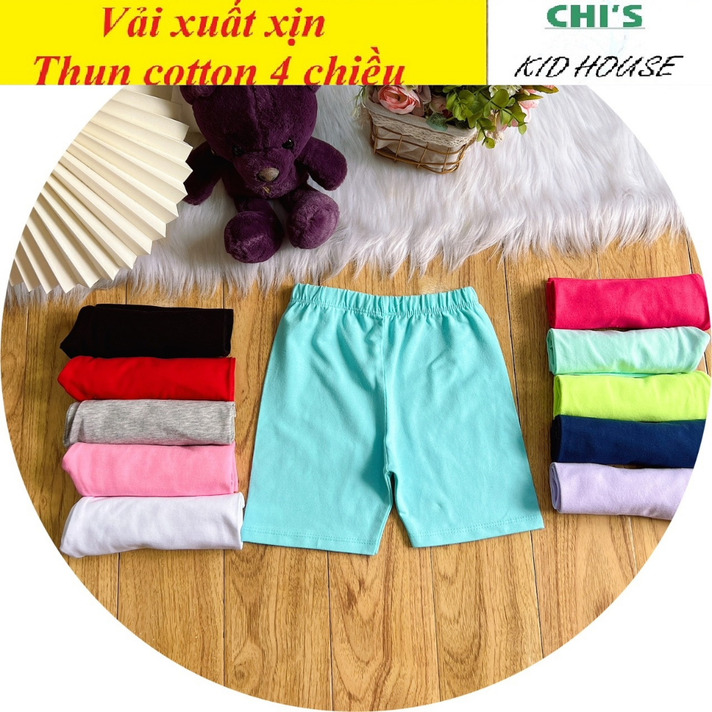 [VẢI XUẤT XỊN/ 25-55KG] QUẦN LEGGING ĐÙI QUẦN ĐÙI TRƠN THUN COTTON 4 CHIỀU CHO BÉ GÁI/TRAI